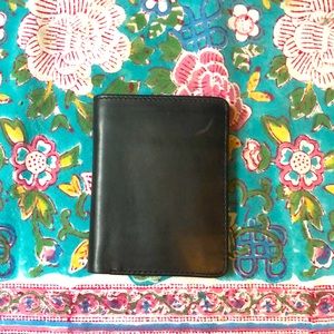 Black Full Grain Leather wallet with coin pouch